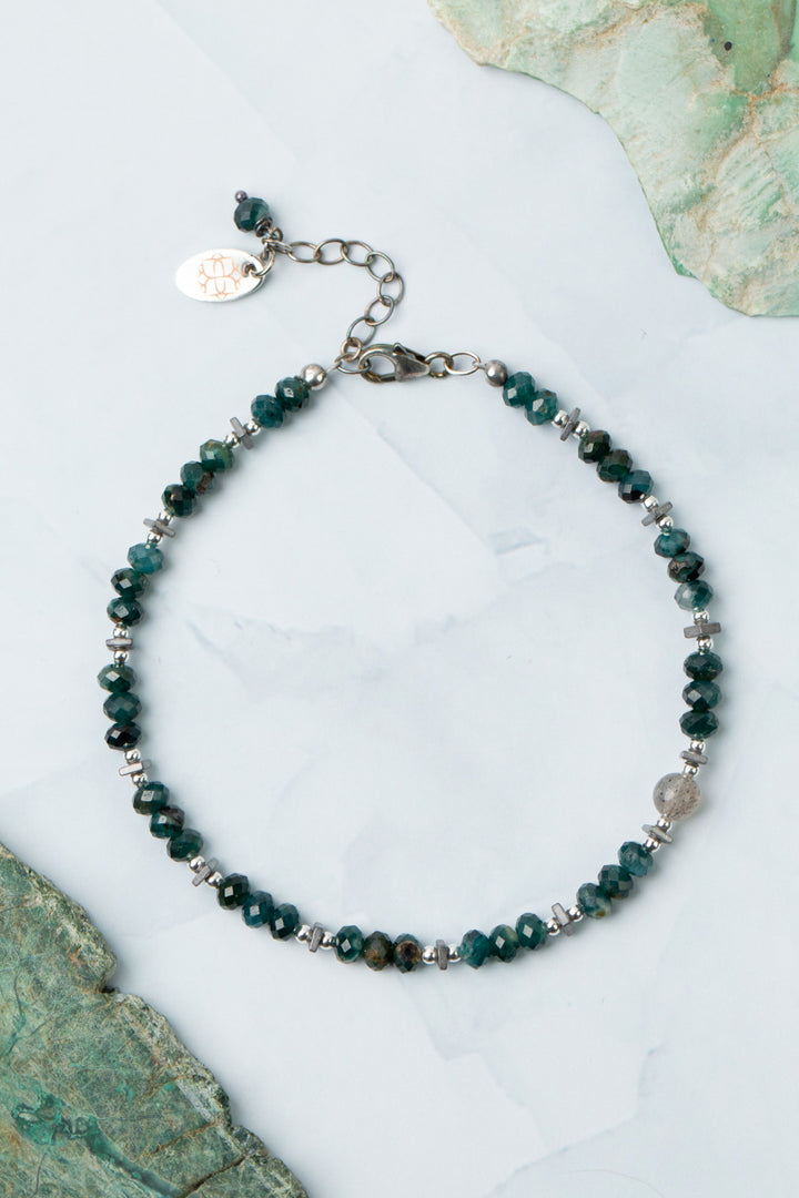 Eclipse 7-8" Labradorite, Tourmaline Simple Bracelet