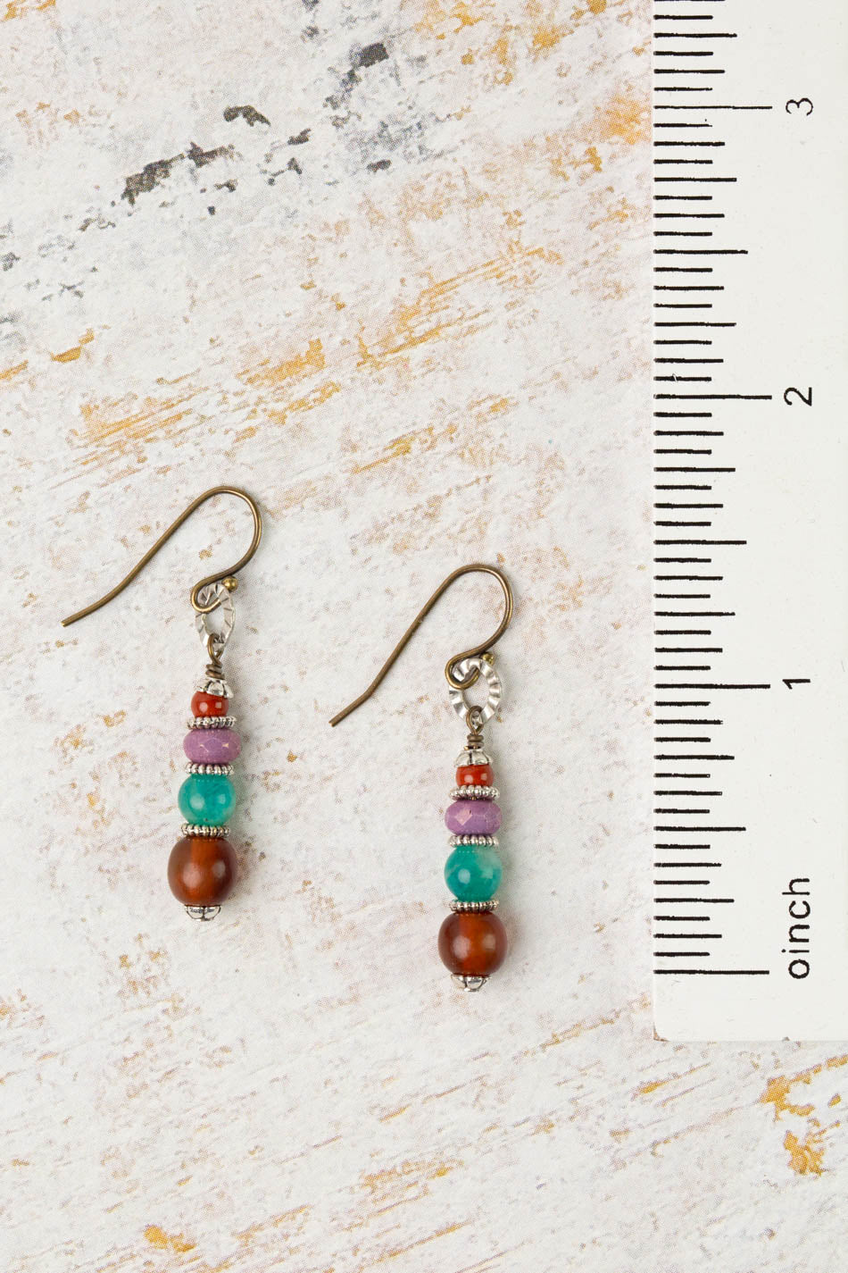 Earthen Red Jasper, Czech Glass Simple Earrings