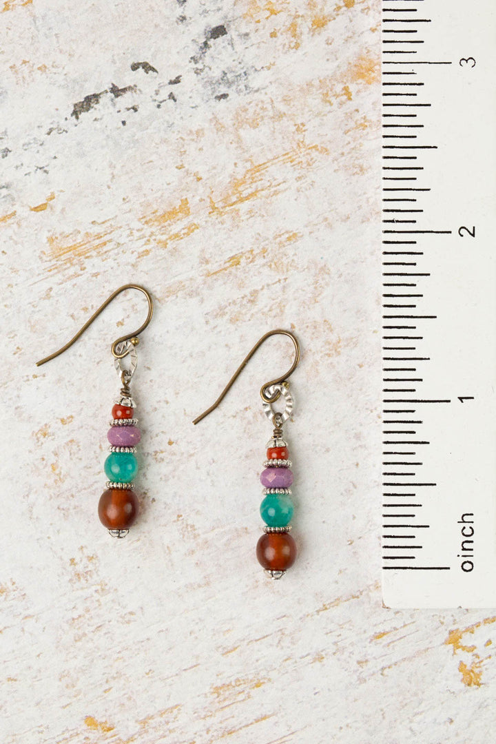 Earthen Red Jasper, Czech Glass Simple Earrings