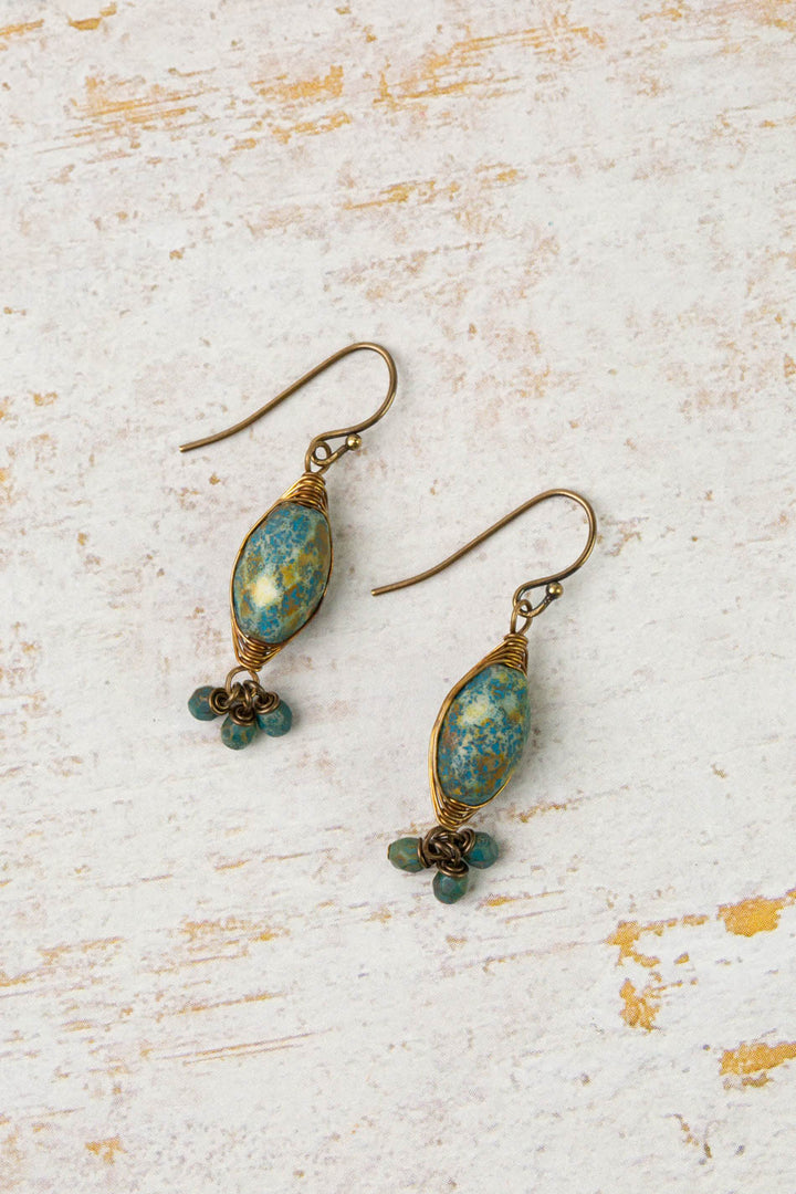 Earthen Czech Glass Herringbone Earrings