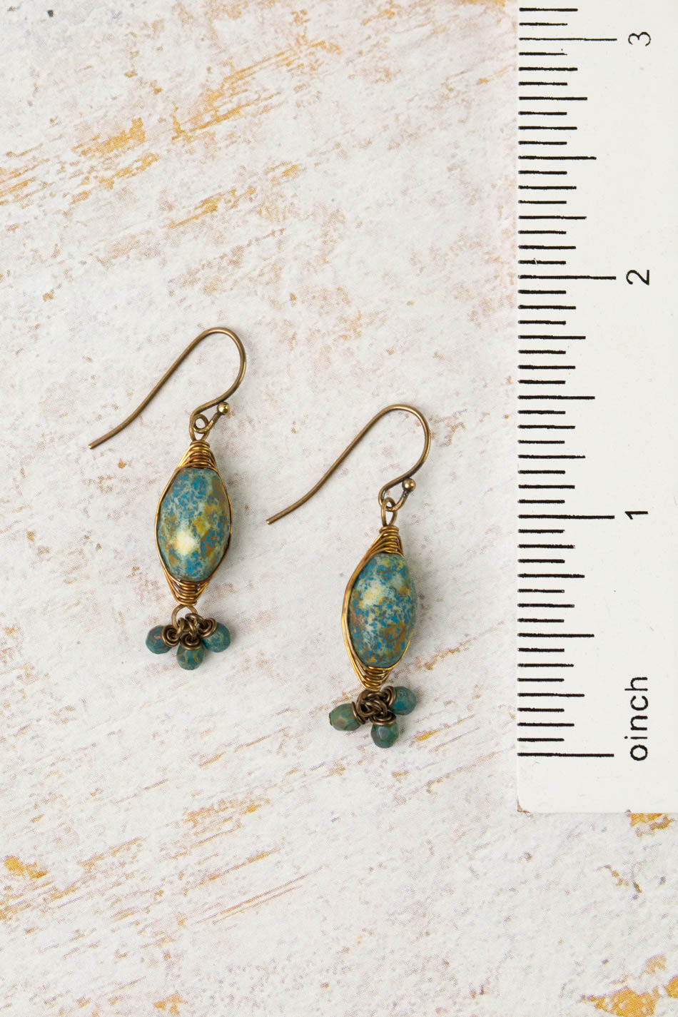 Earthen Czech Glass Herringbone Earrings