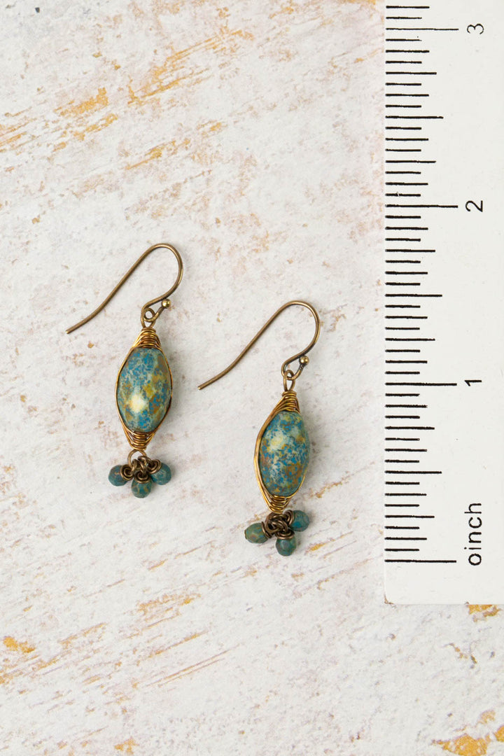 Earthen Czech Glass Herringbone Earrings