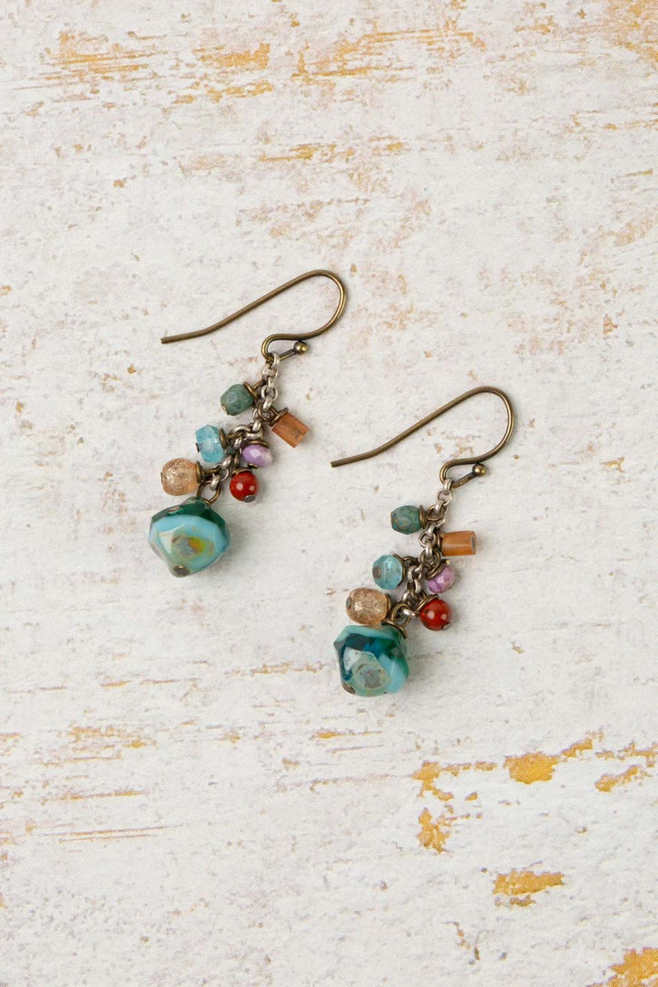 Earthen Czech Glass Cluster Earrings