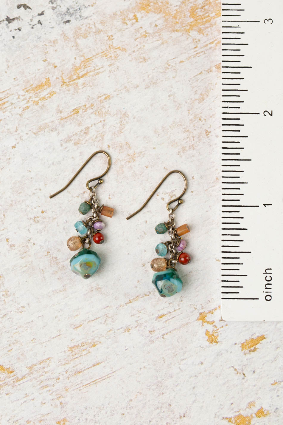 Earthen Czech Glass Cluster Earrings