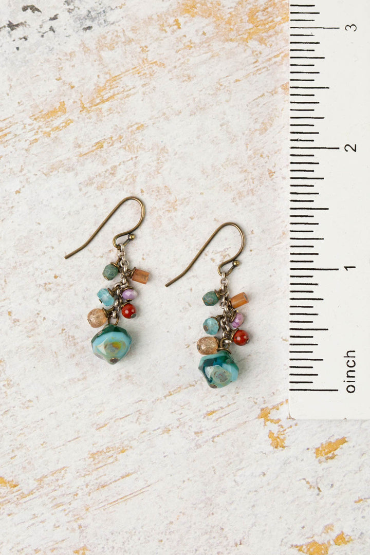 Earthen Czech Glass Cluster Earrings