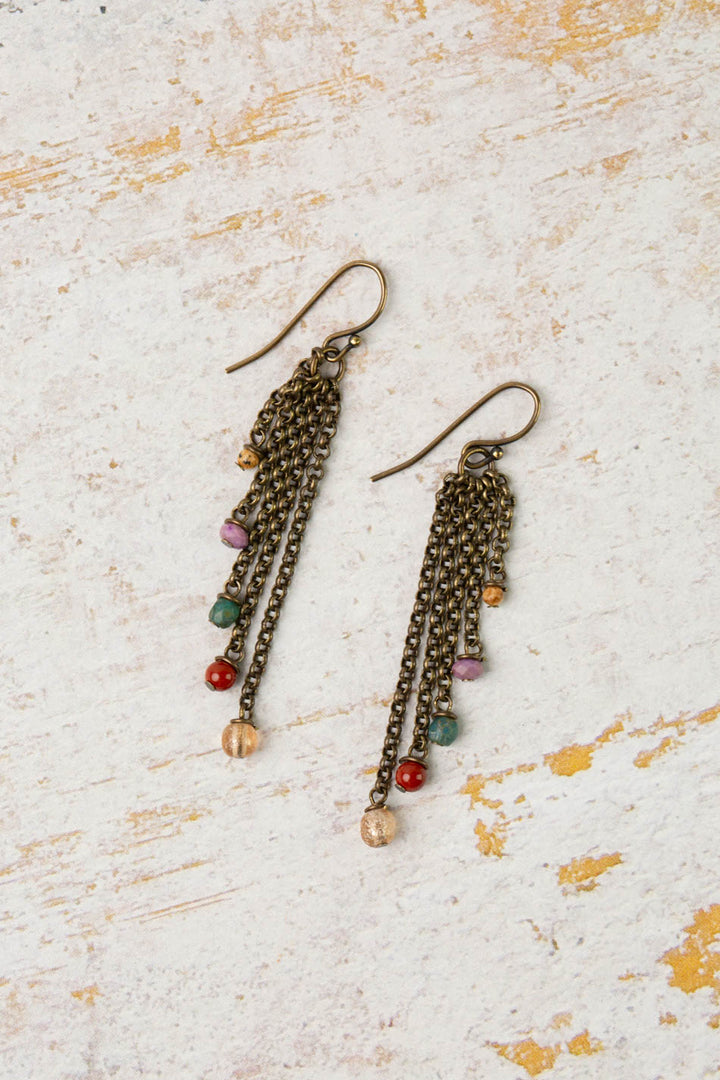 Earthen Czech Glass Tassel Earrings