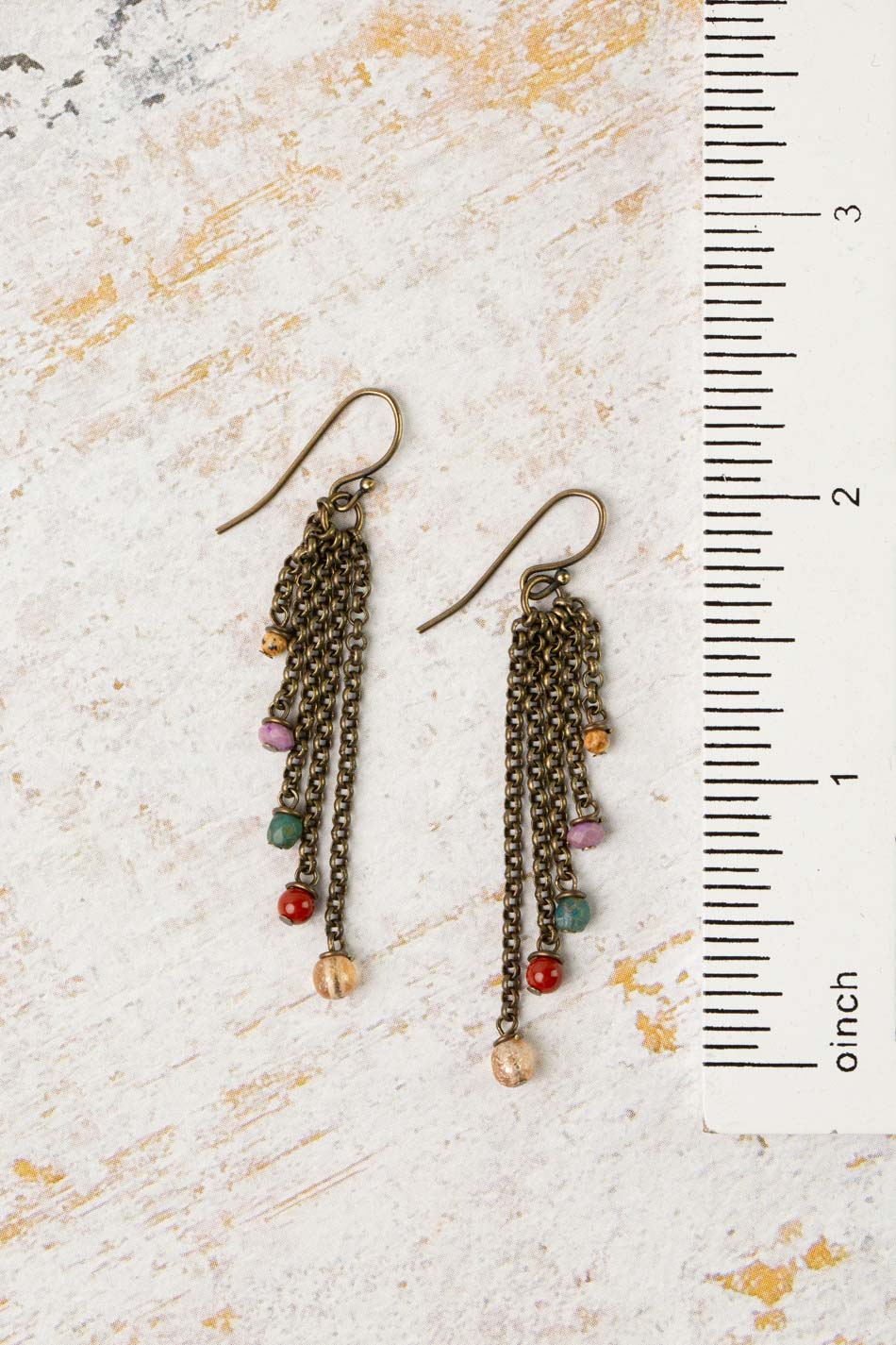 Earthen Czech Glass Tassel Earrings