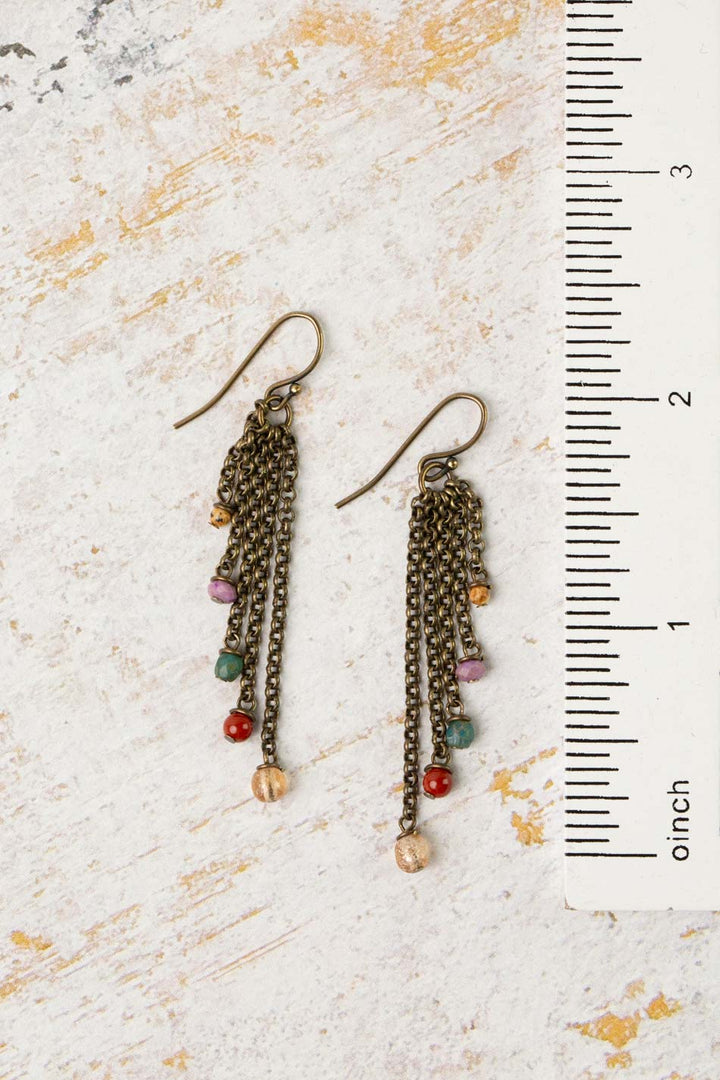 Earthen Czech Glass Tassel Earrings