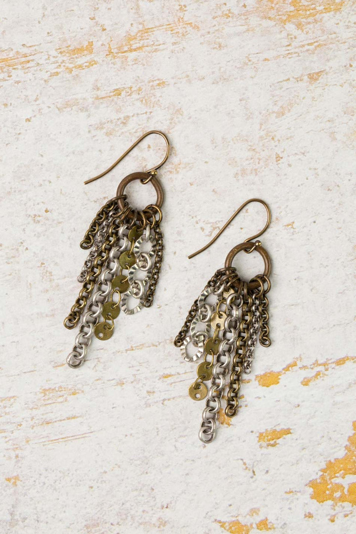 Earthen Mixed Metal Tassel Earrings