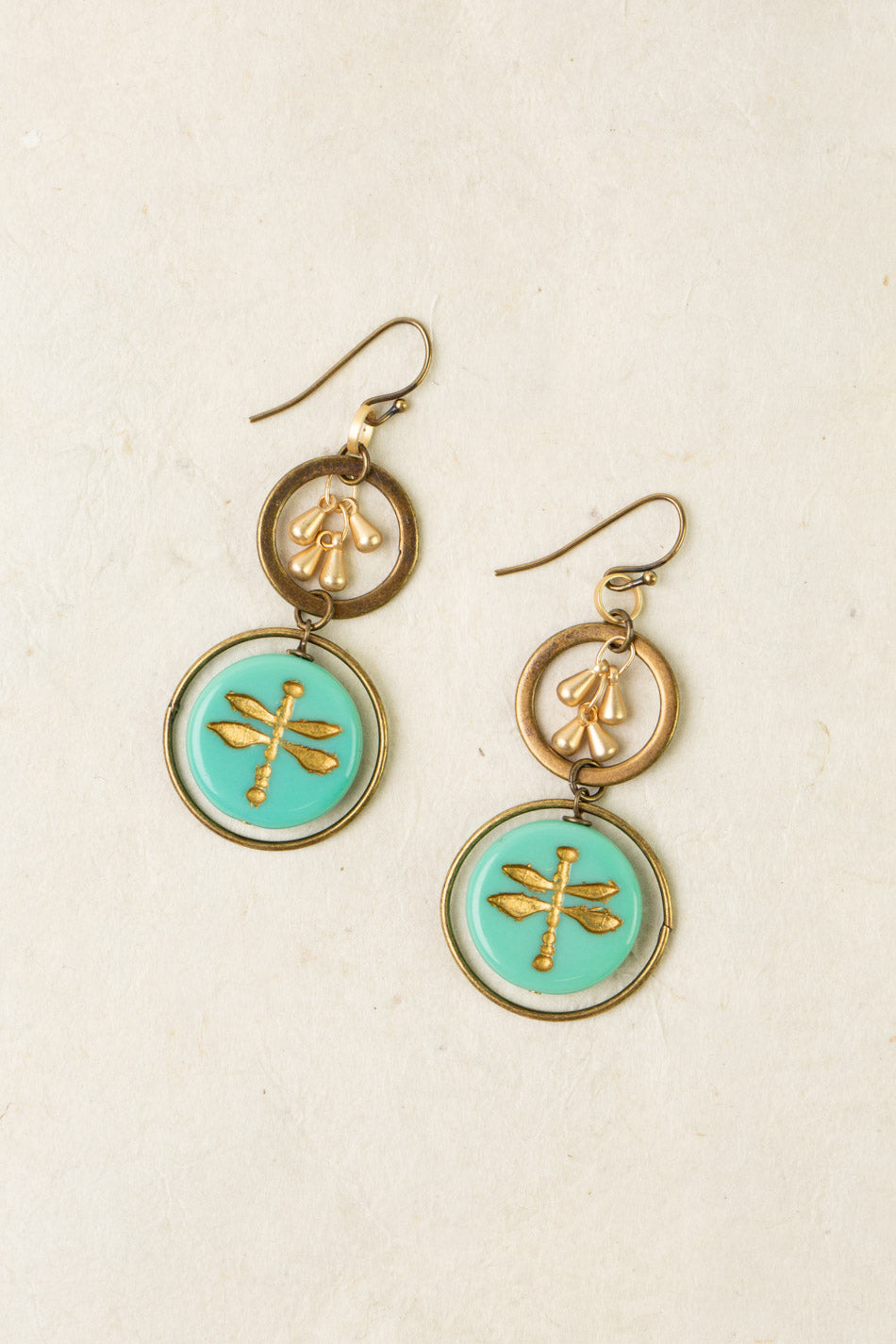 Enlighten Czech Glass Dragonfly Dangle Earrings
