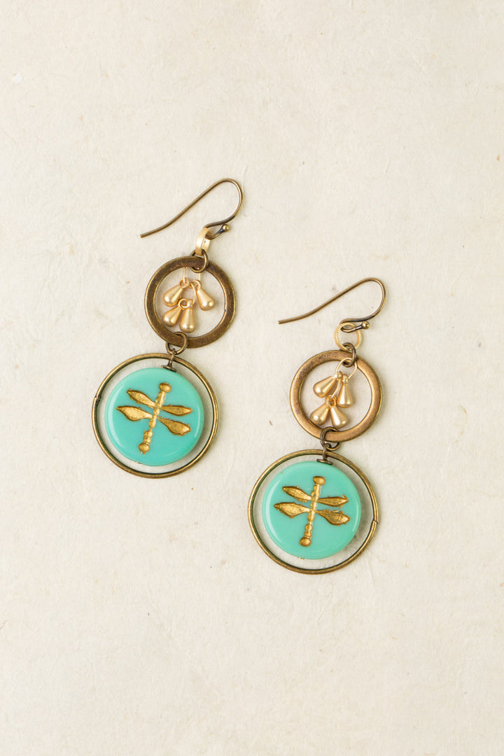Enlighten Czech Glass Dragonfly Dangle Earrings