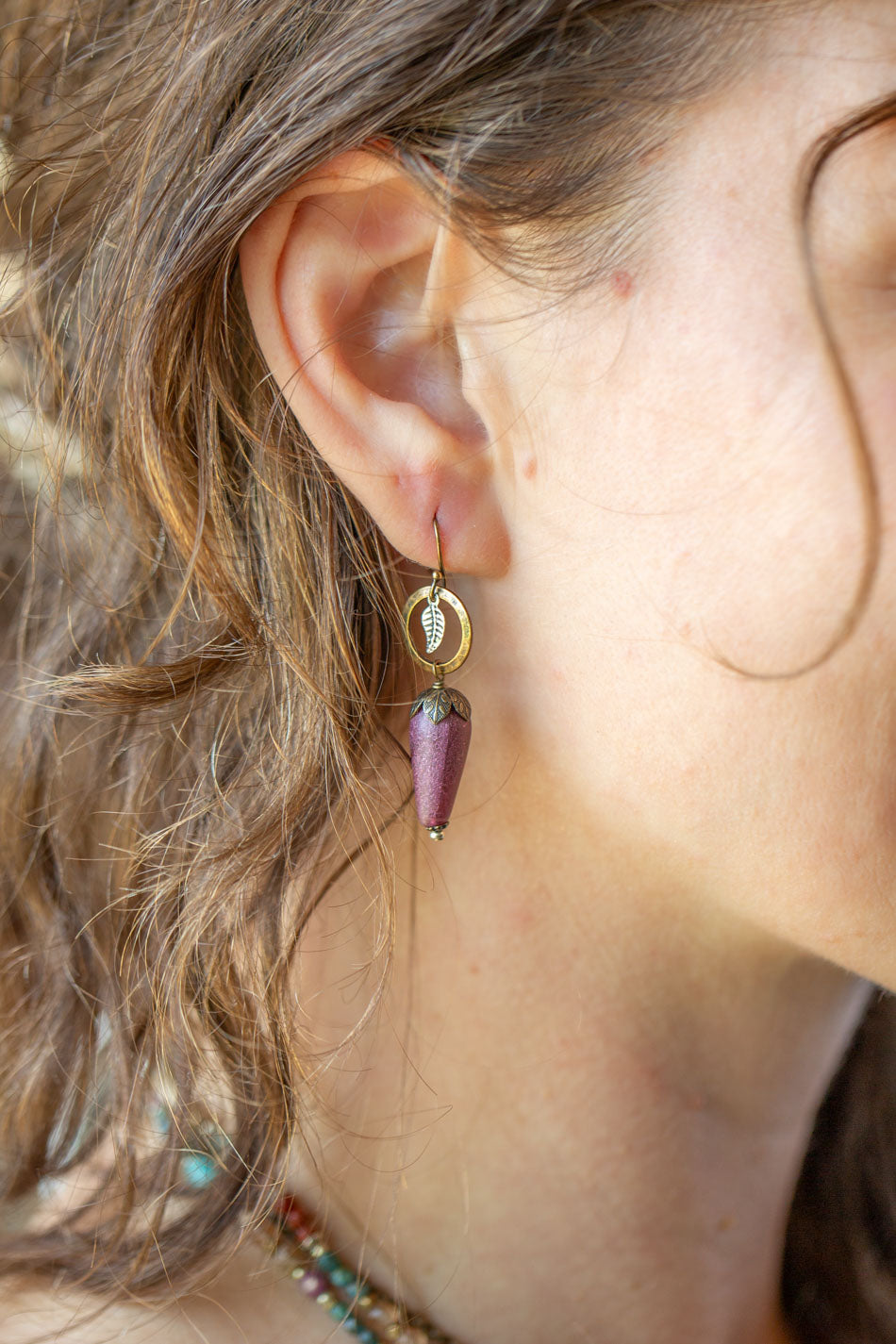 Earthen Czech Glass Simple Earrings