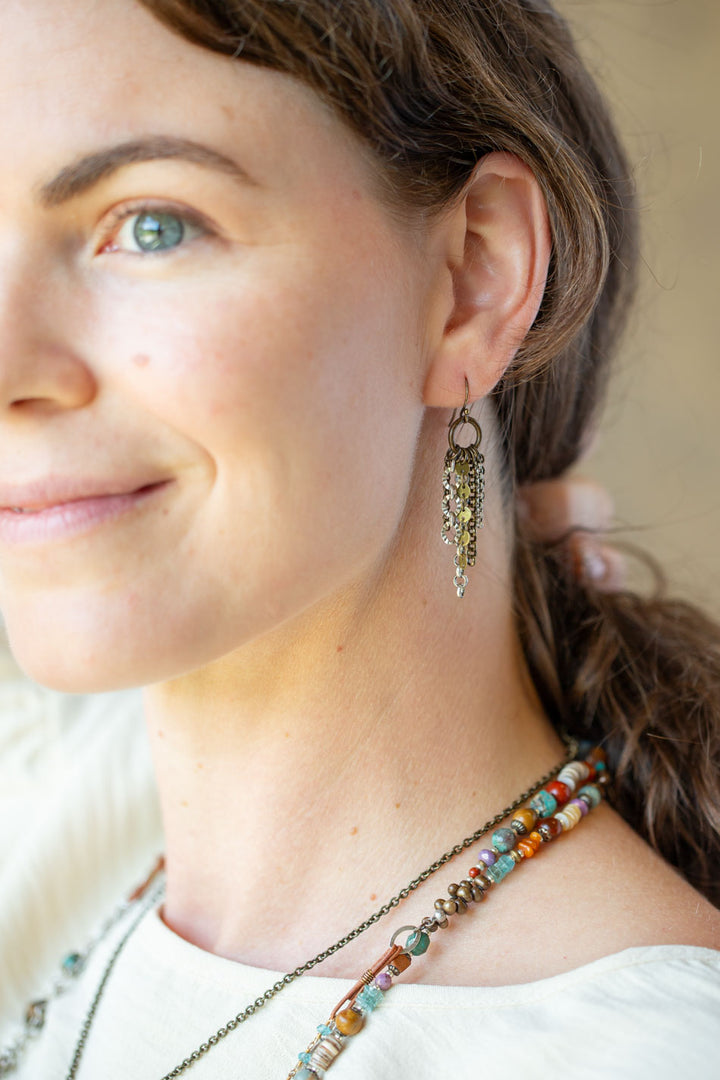 Earthen Mixed Metal Tassel Earrings