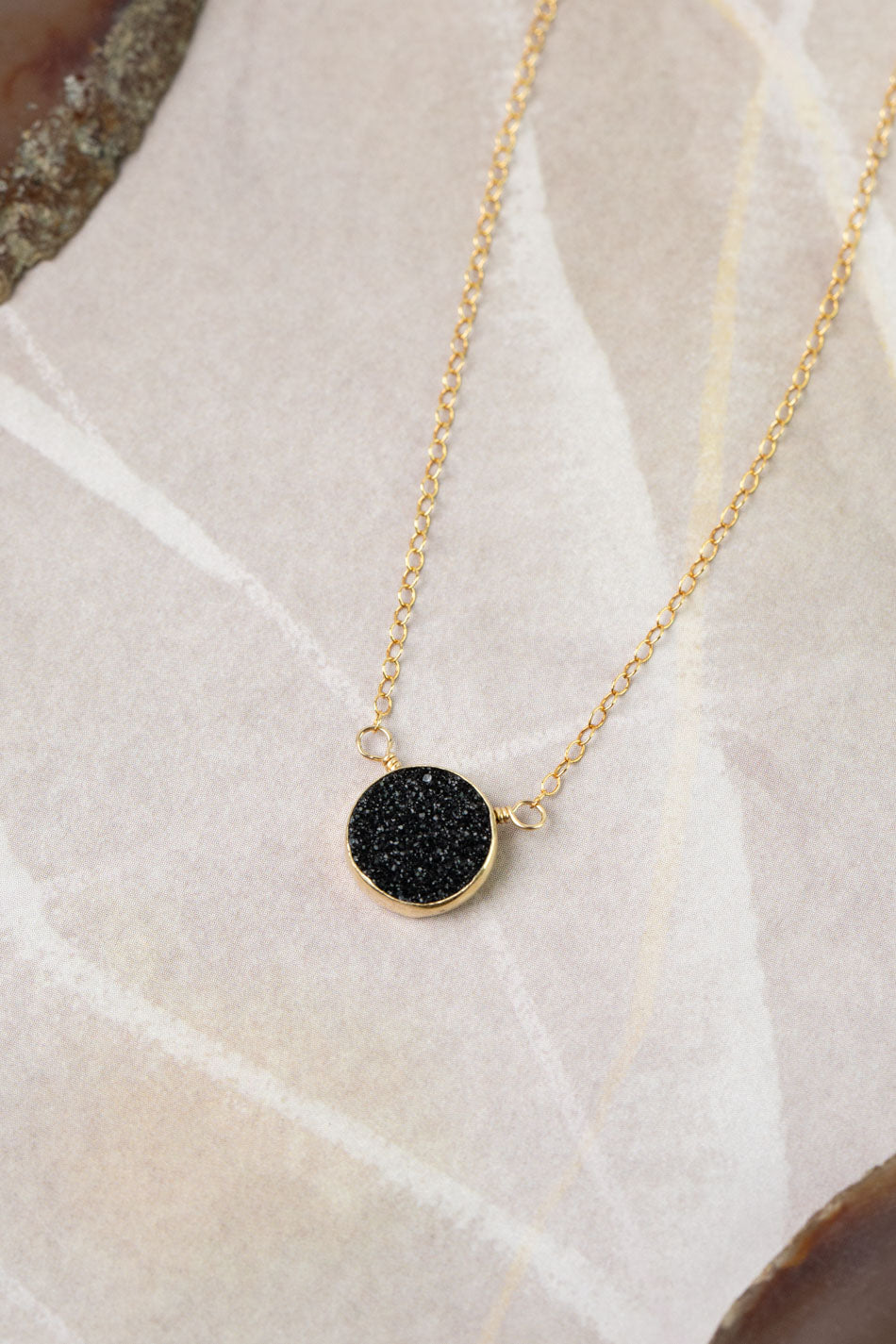Favorites 16.5-18.5" Black Druzy Focal Necklace