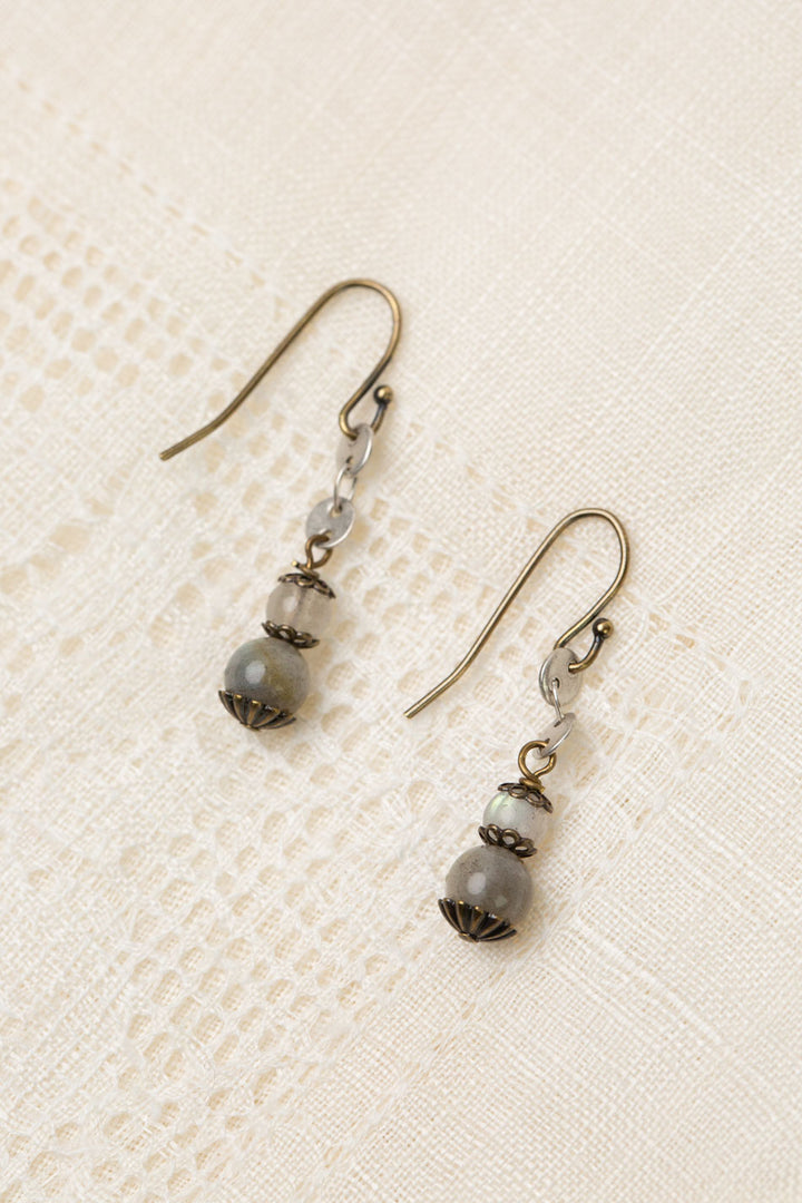 Guidance Medallion Chain And Labradorite Simple Earrings