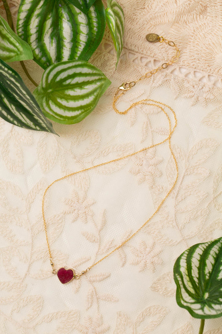 Gumdrop 16.5-18.5" Ruby Heart Simple Necklace