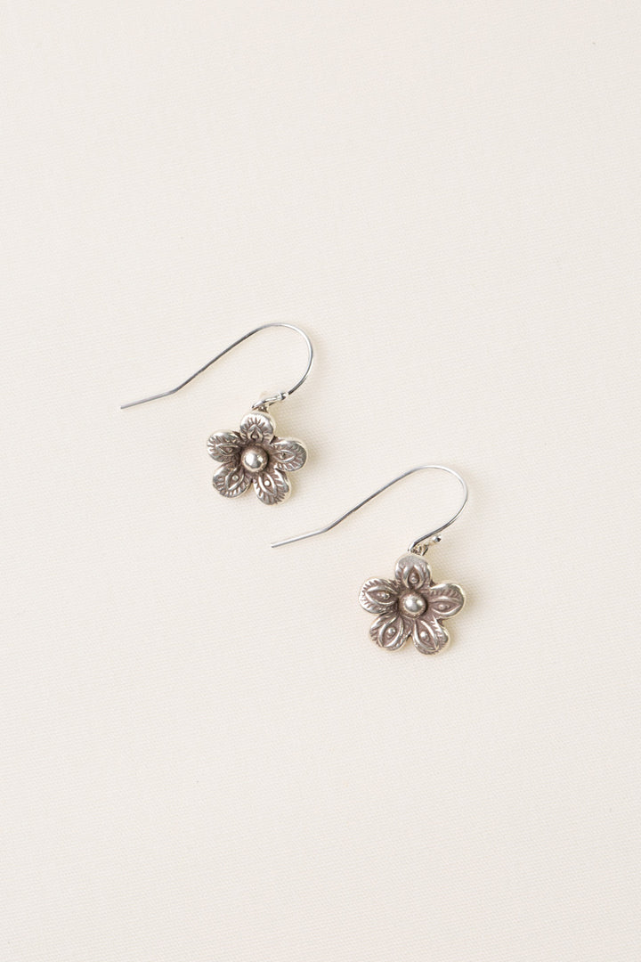 Gentle Breeze Sterling Silver Flower Simple Earrings