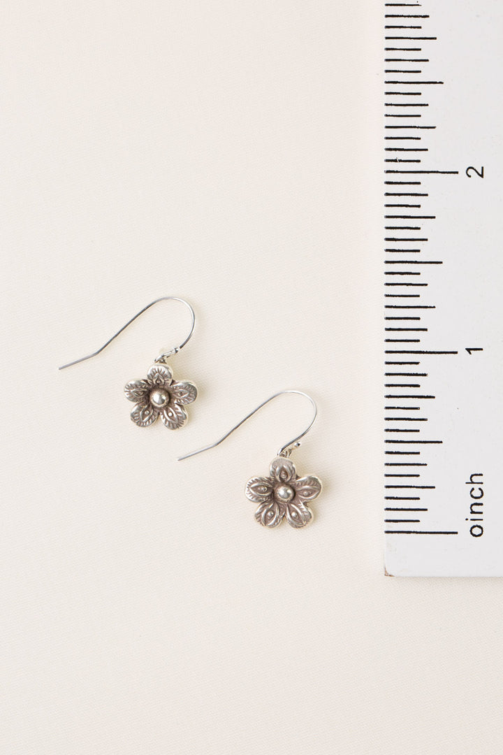 Gentle Breeze Sterling Silver Flower Simple Earrings