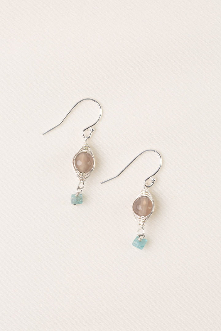 Gentle Breeze Apatite With Moonstone Herringbone Earrings