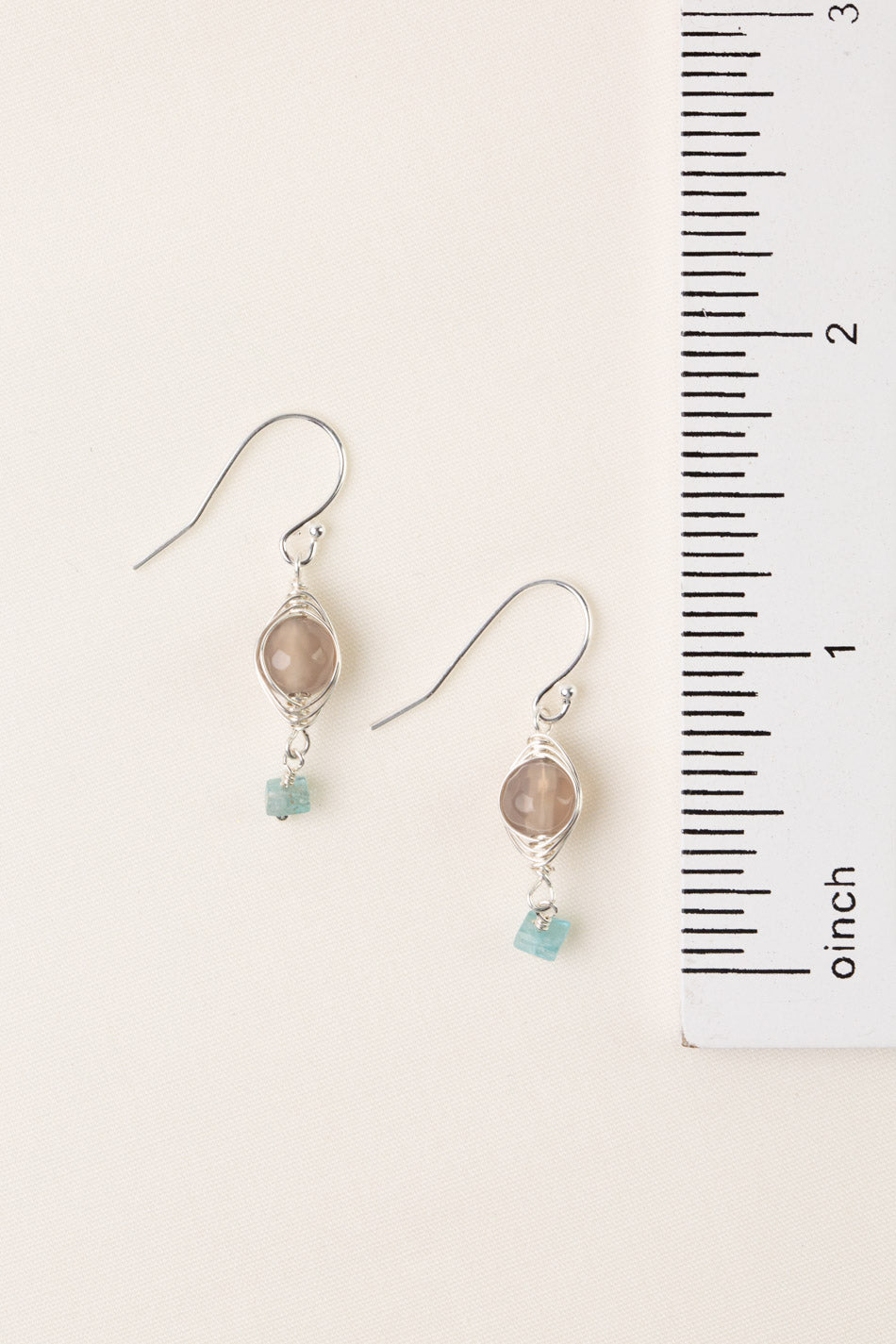 Gentle Breeze Apatite With Moonstone Herringbone Earrings