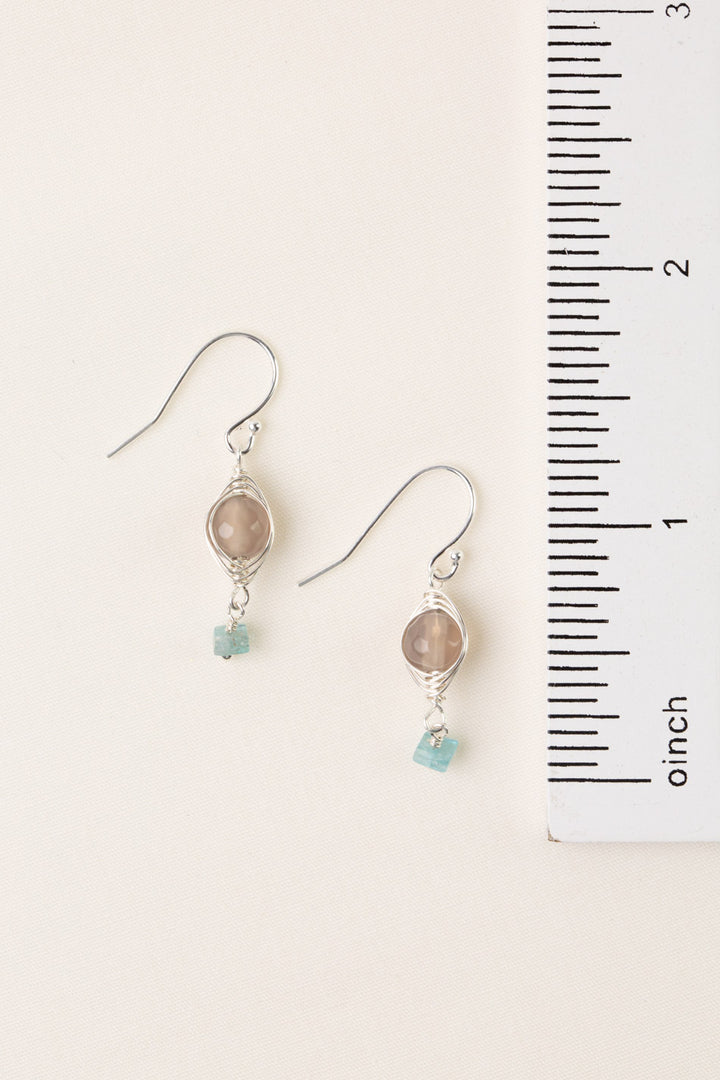 Gentle Breeze Apatite With Moonstone Herringbone Earrings