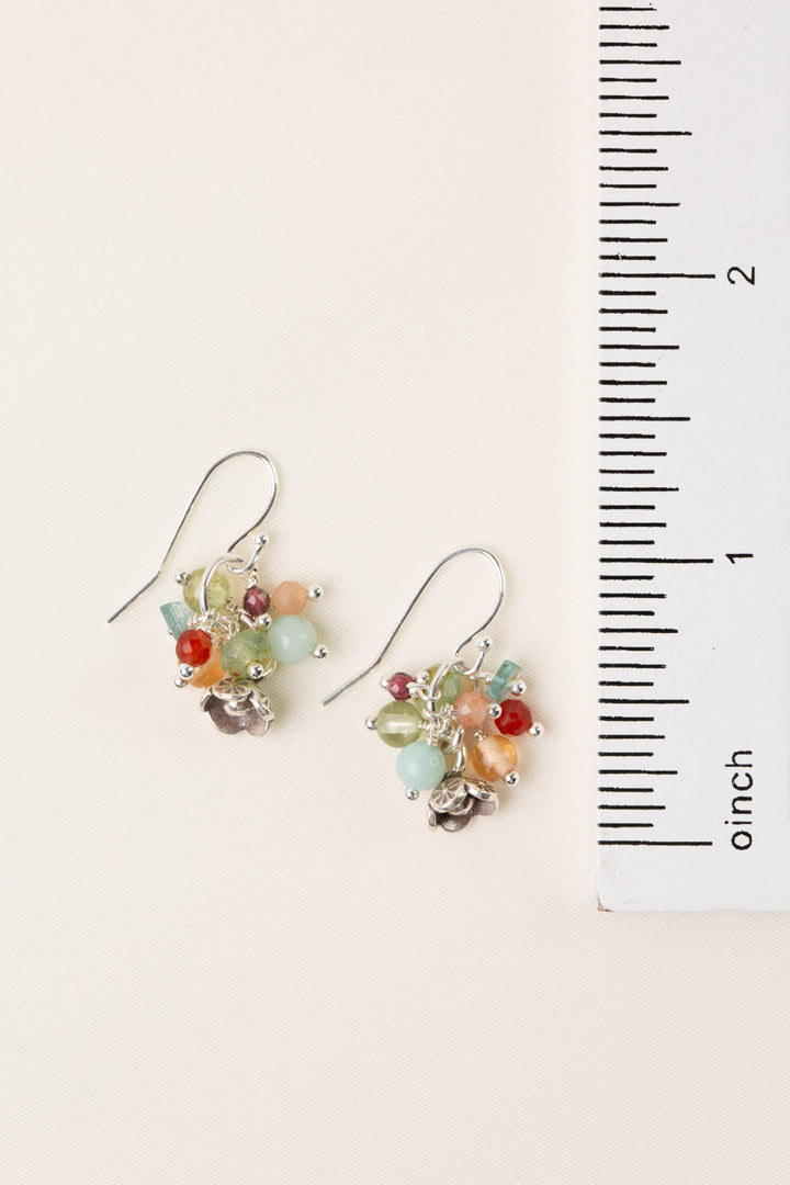 Gentle Breeze Amazonite, Czech Glass, Carnelian Cluster Earrings