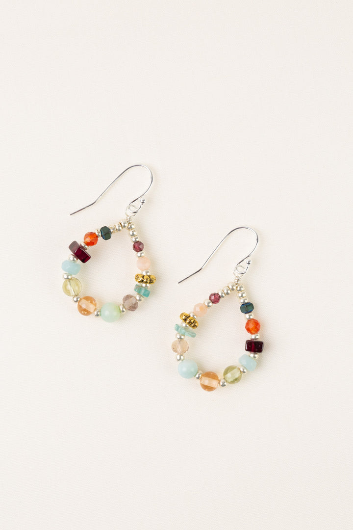 Gentle Breeze Amazonite, Garnet, Carnelian Hoop Earrings