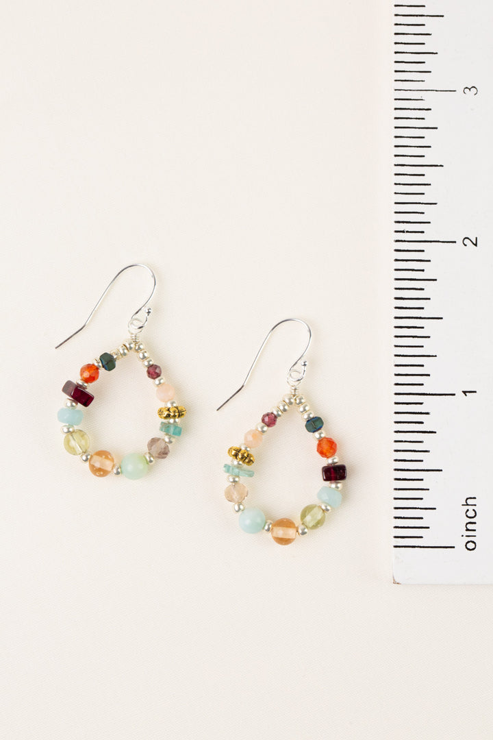 Gentle Breeze Amazonite, Garnet, Carnelian Hoop Earrings