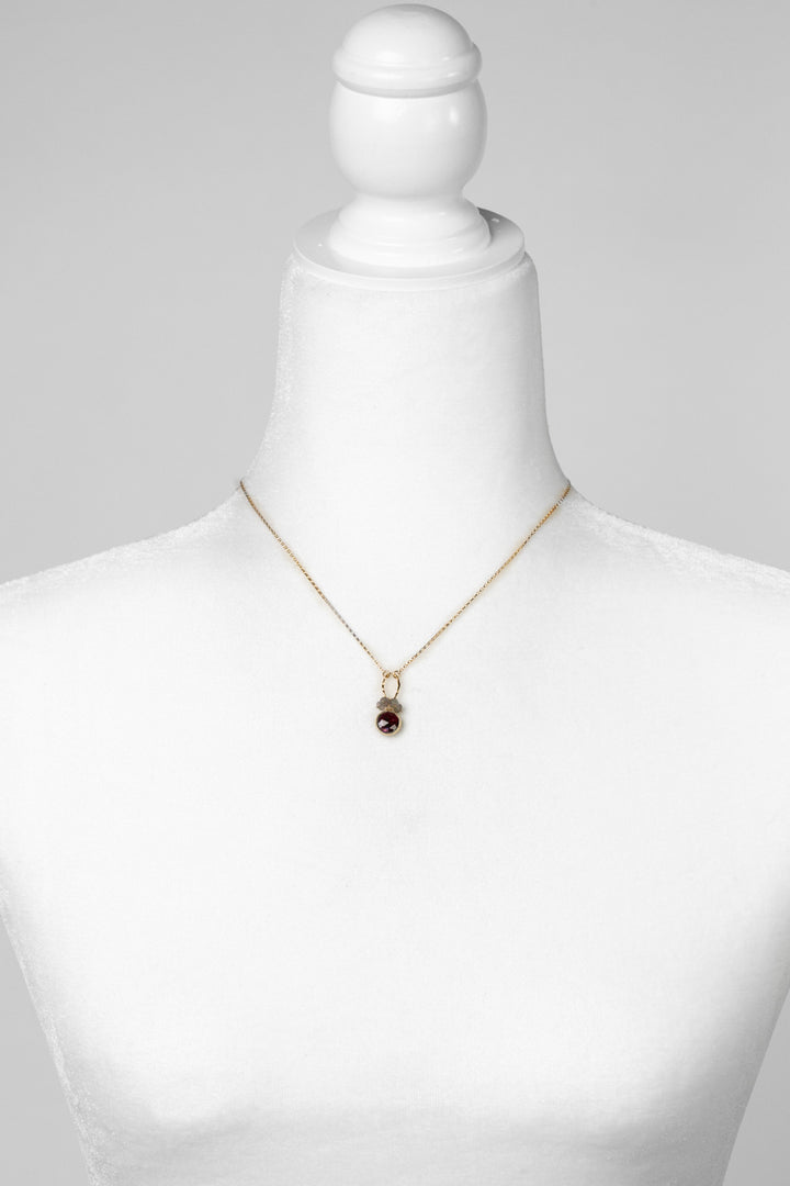 Holly 15-17" Garnet Coin Shaped Bezel With Labradorite Dangles Cluster Necklace