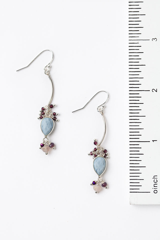 Horizon Crystal, Czech Glass With Blue Opal Dangle Earrings