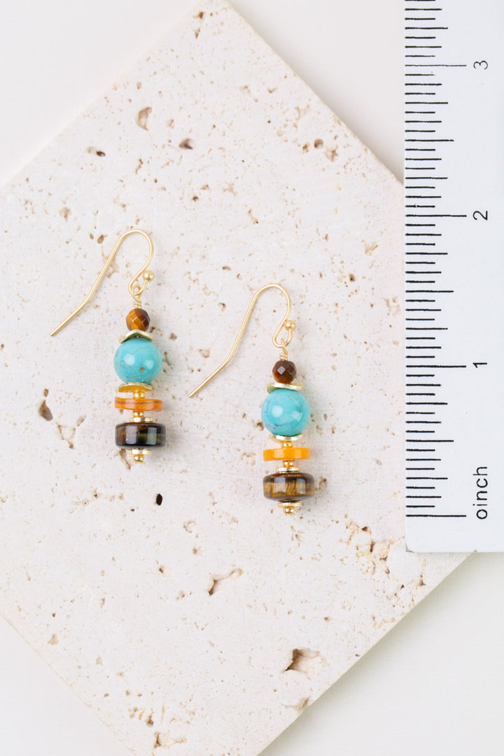 Joy Cats Eye, Turquoise, Shell Simple Earrings