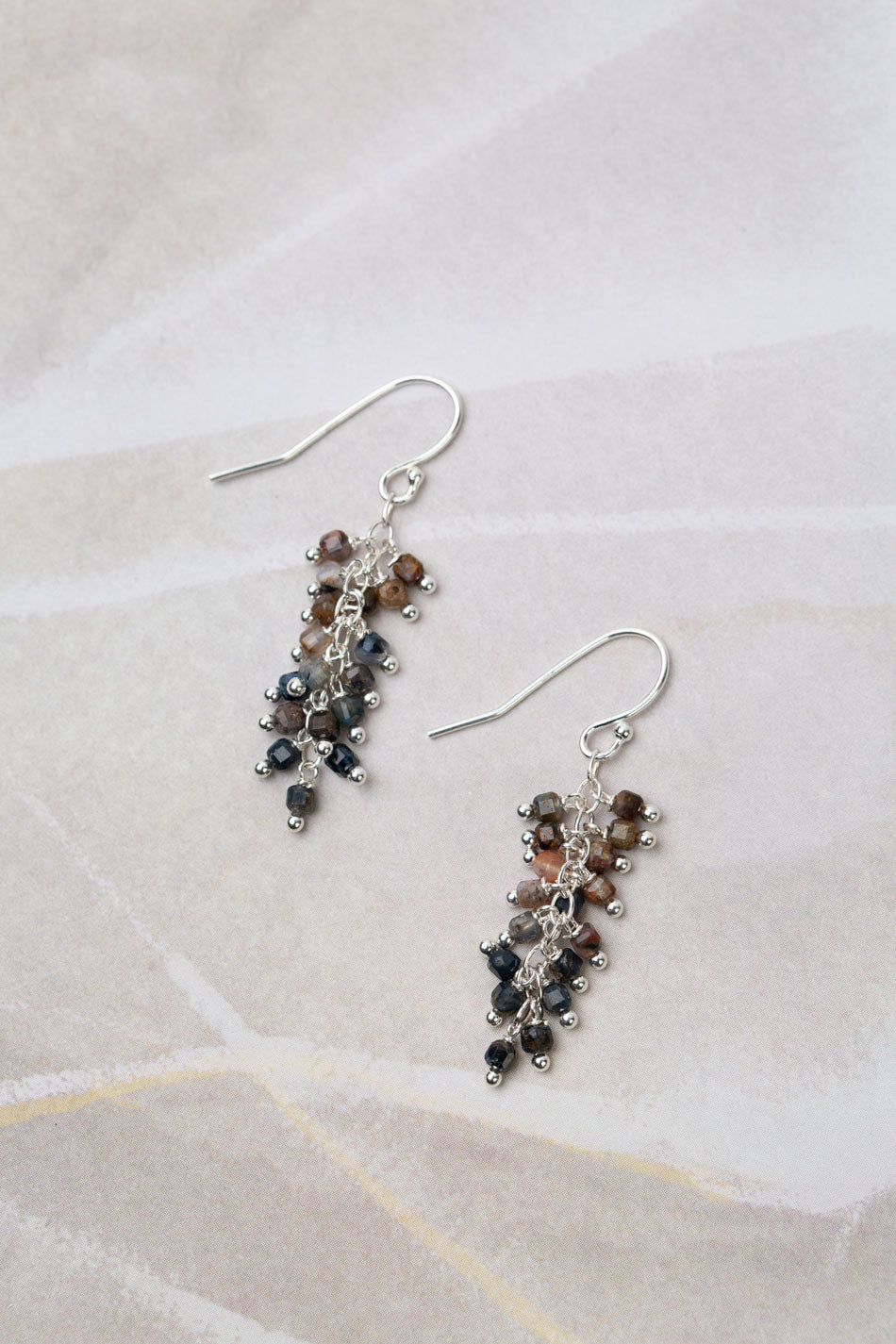 Limited Edition Faceted Pietersite Cluster Earrings