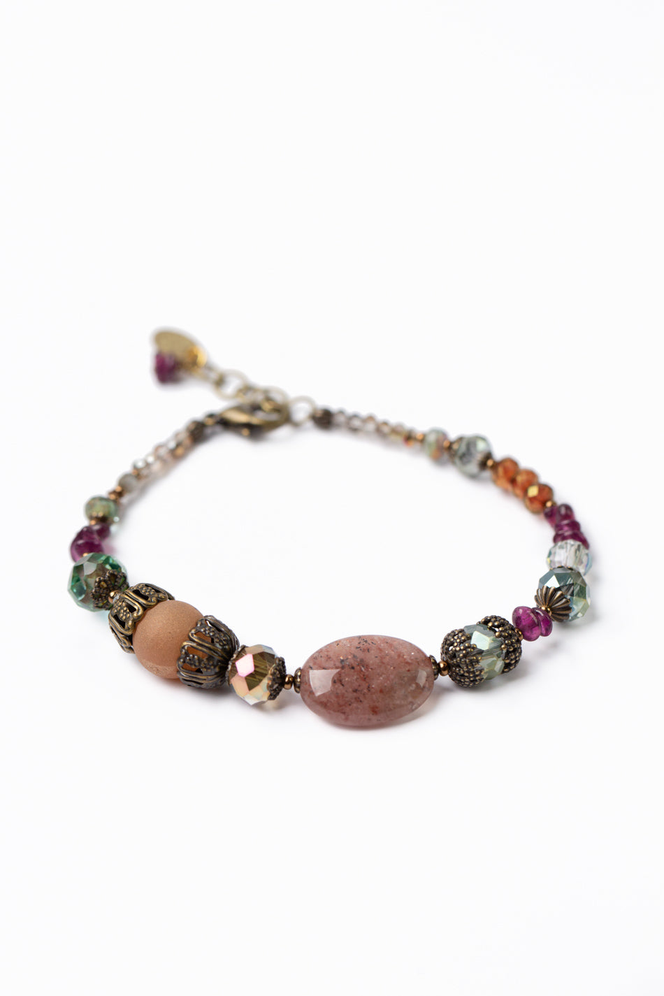 Mauve Mix 7.75-8.75" Czech Glass, Druzy, Lepidolite Quartz Simple Bracelet