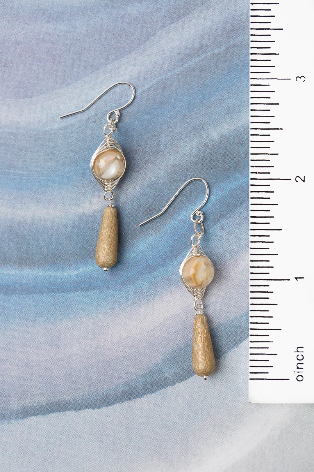 Mystic Mother Of Pearl Herringbone Earrings