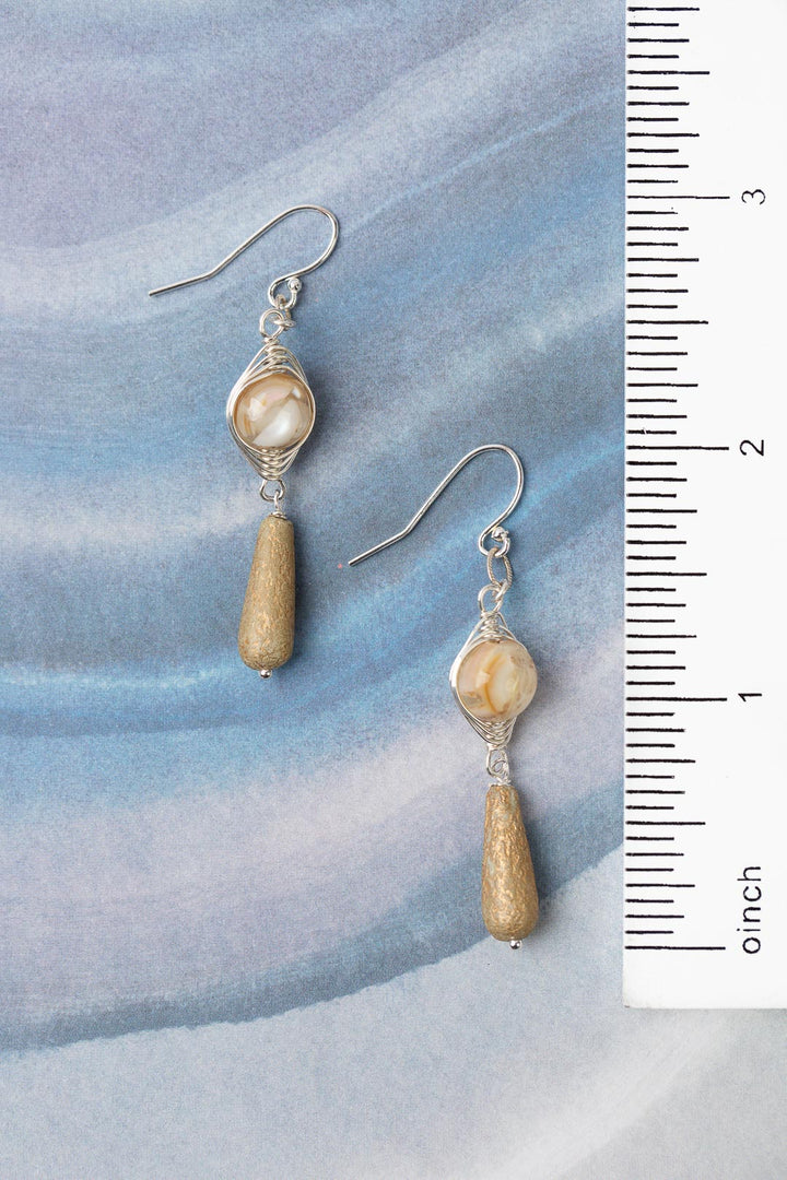 Mystic Mother Of Pearl Herringbone Earrings