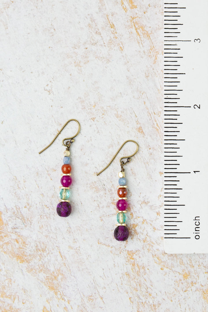 Mardi Gras Czech Glass Stacked Simple Earrings