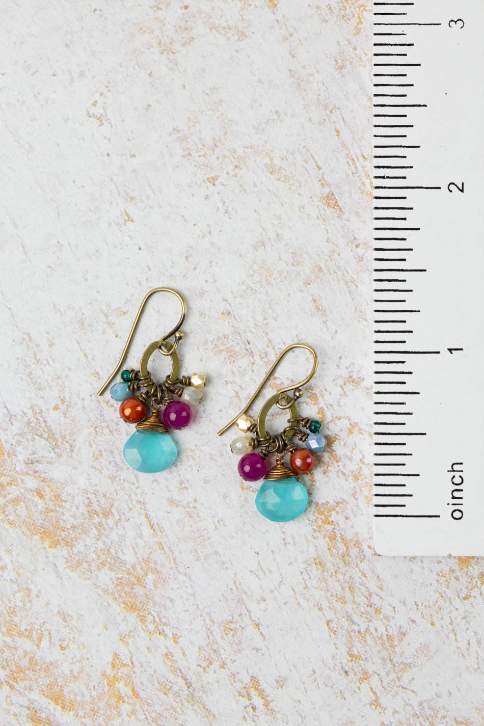 Mardi Gras Chalcedony, Czech Glass Cluster Earrings
