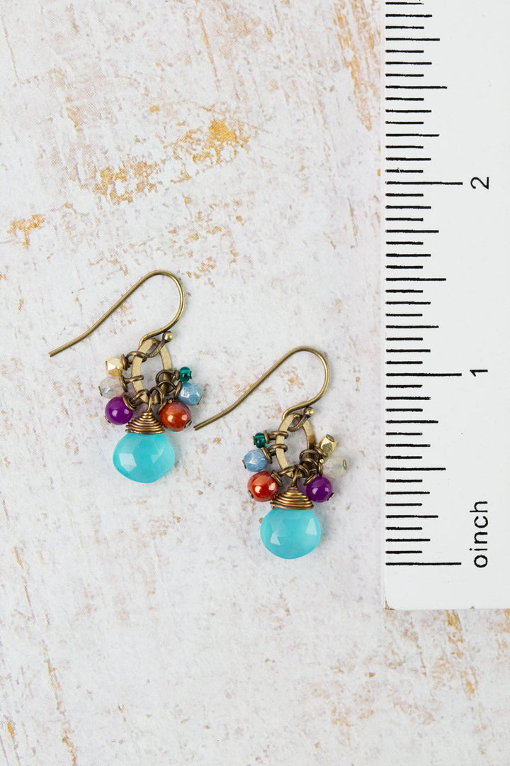 Mardi Gras Chalcedony, Czech Glass Cluster Earrings