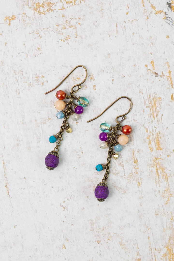 Mardi Gras Czech Glass Dangle Earrings