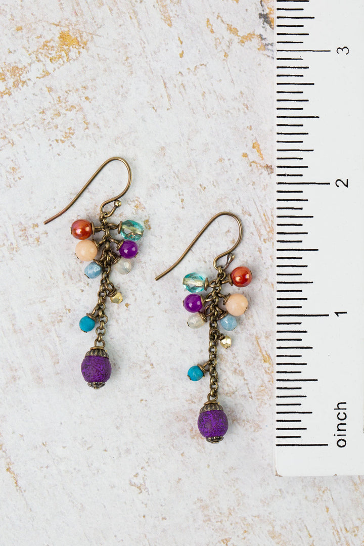Mardi Gras Czech Glass Dangle Earrings