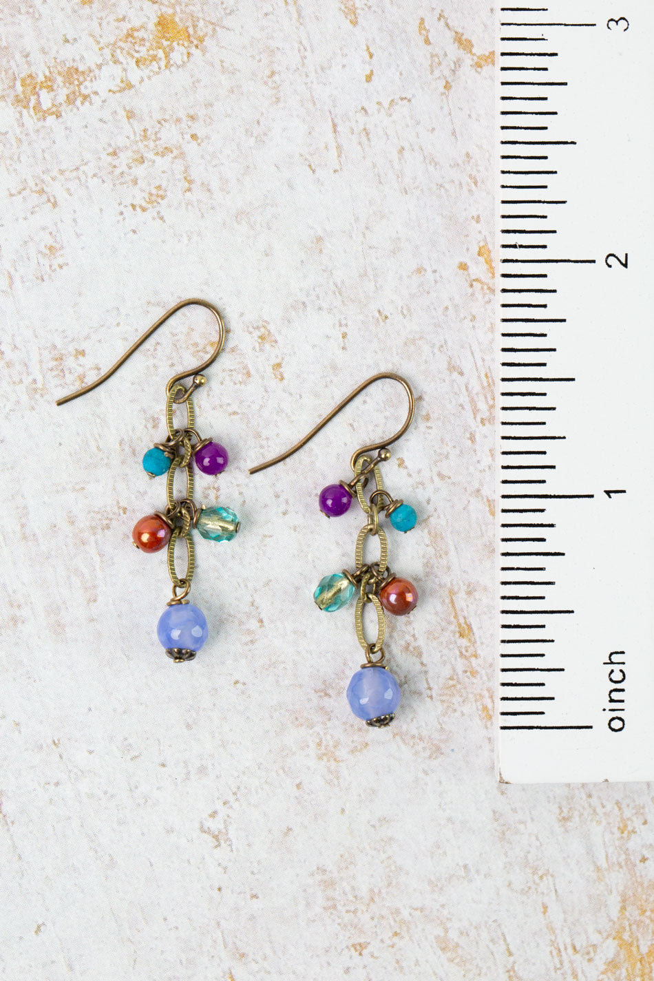 Mardi Gras Czech Glass Dangle Earrings