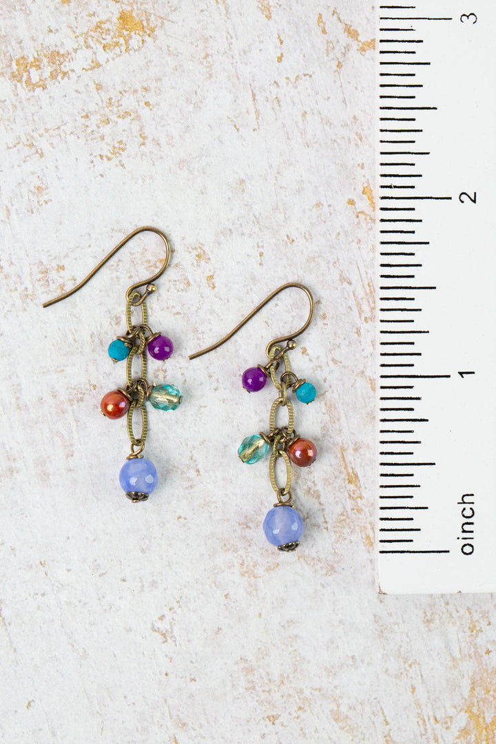 Mardi Gras Czech Glass Dangle Earrings