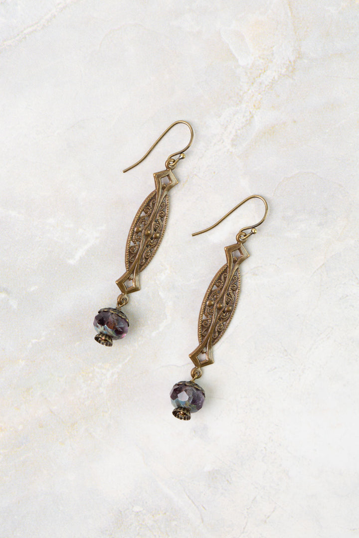 Mauve Mix Czech Glass Dangle Earrings