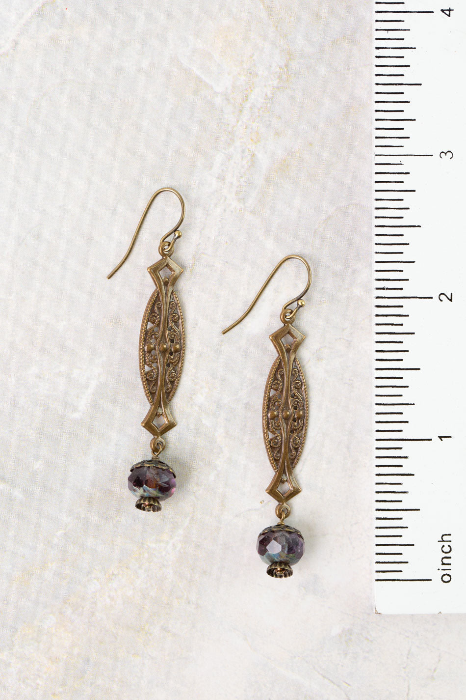 Mauve Mix Czech Glass Dangle Earrings