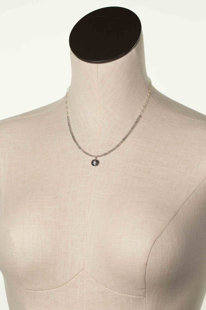 Mystic 16-18" Labradorite With Pearl In Silver Star Pendant Simple Necklace