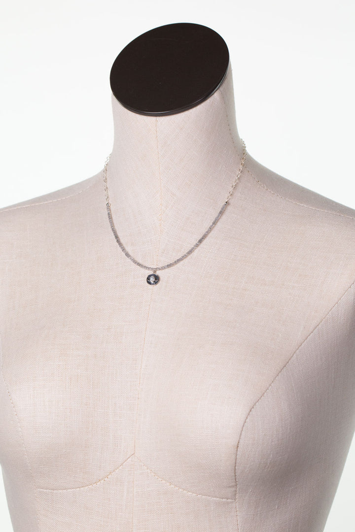 Mystic 16-18" Labradorite With Pearl In Silver Star Pendant Simple Necklace