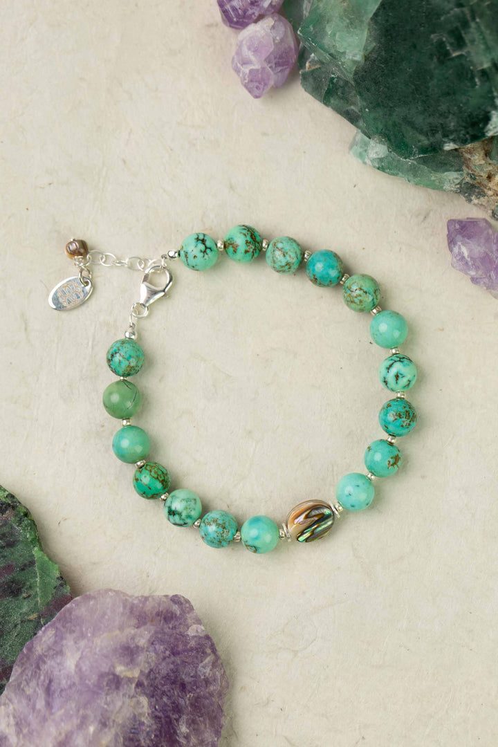 Mystic 7.5-8.5" Turquoise, Abalone Simple Bracelet