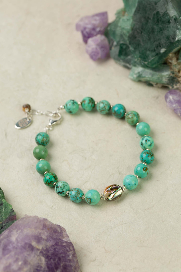Mystic 7.5-8.5" Turquoise, Abalone Simple Bracelet
