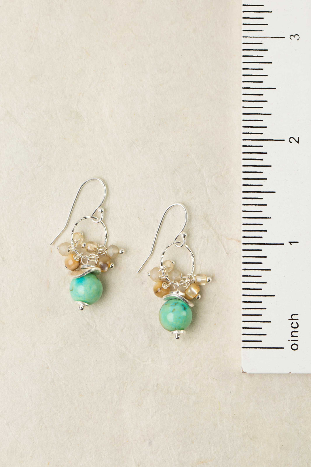 Mystic Turquoise, Abalone Cluster Earrings