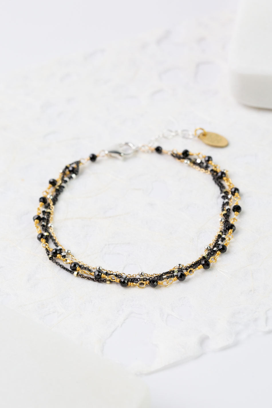 Nightfall 7.5-8.5"  Black Hematite Multistand Bracelet